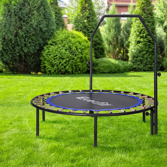Everfit Trampoline 4FT Round Fitness Rebounder Adjustable Handrail Blue