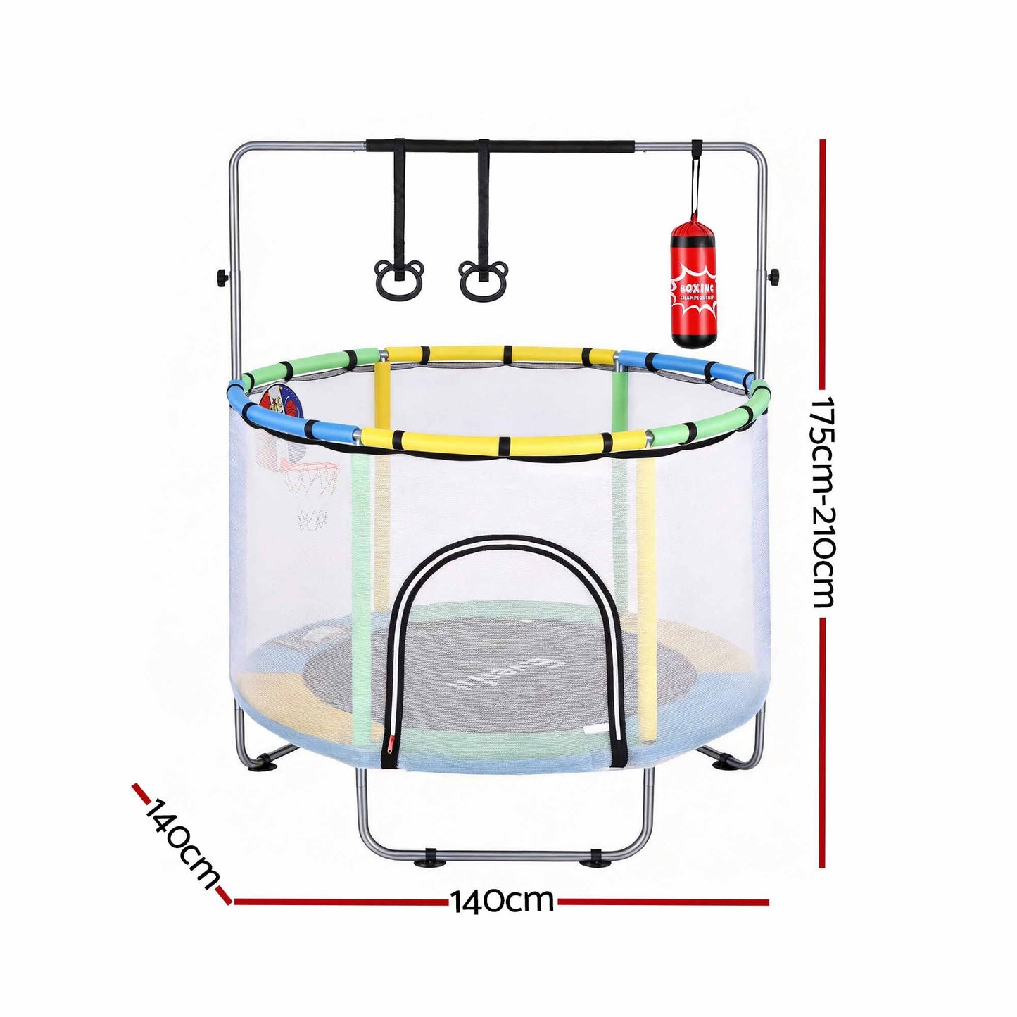 Everfit 55inch Trampoline Kids Rebounder with Basketball Set Sandbag Boxing Game