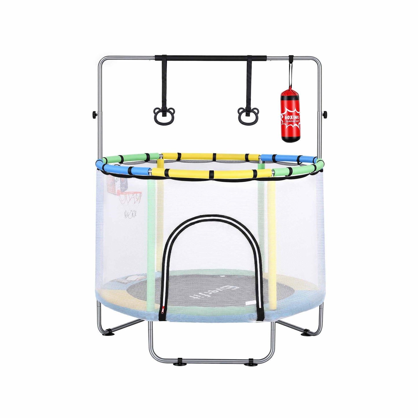 Everfit 55inch Trampoline Kids Rebounder with Basketball Set Sandbag Boxing Game