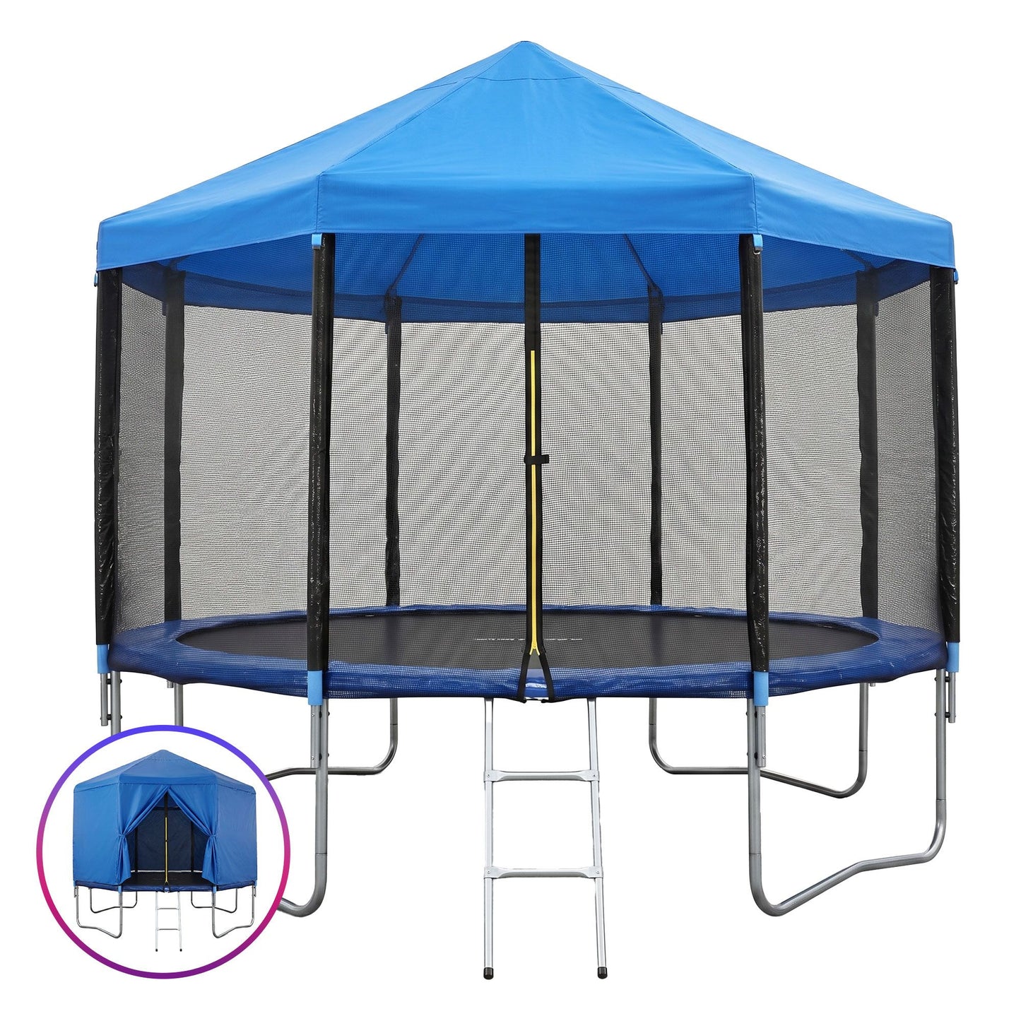 Everfit 12FT Kids Trampoline with Blue Tent Cover Ladder Rebounder Outdoor Toys