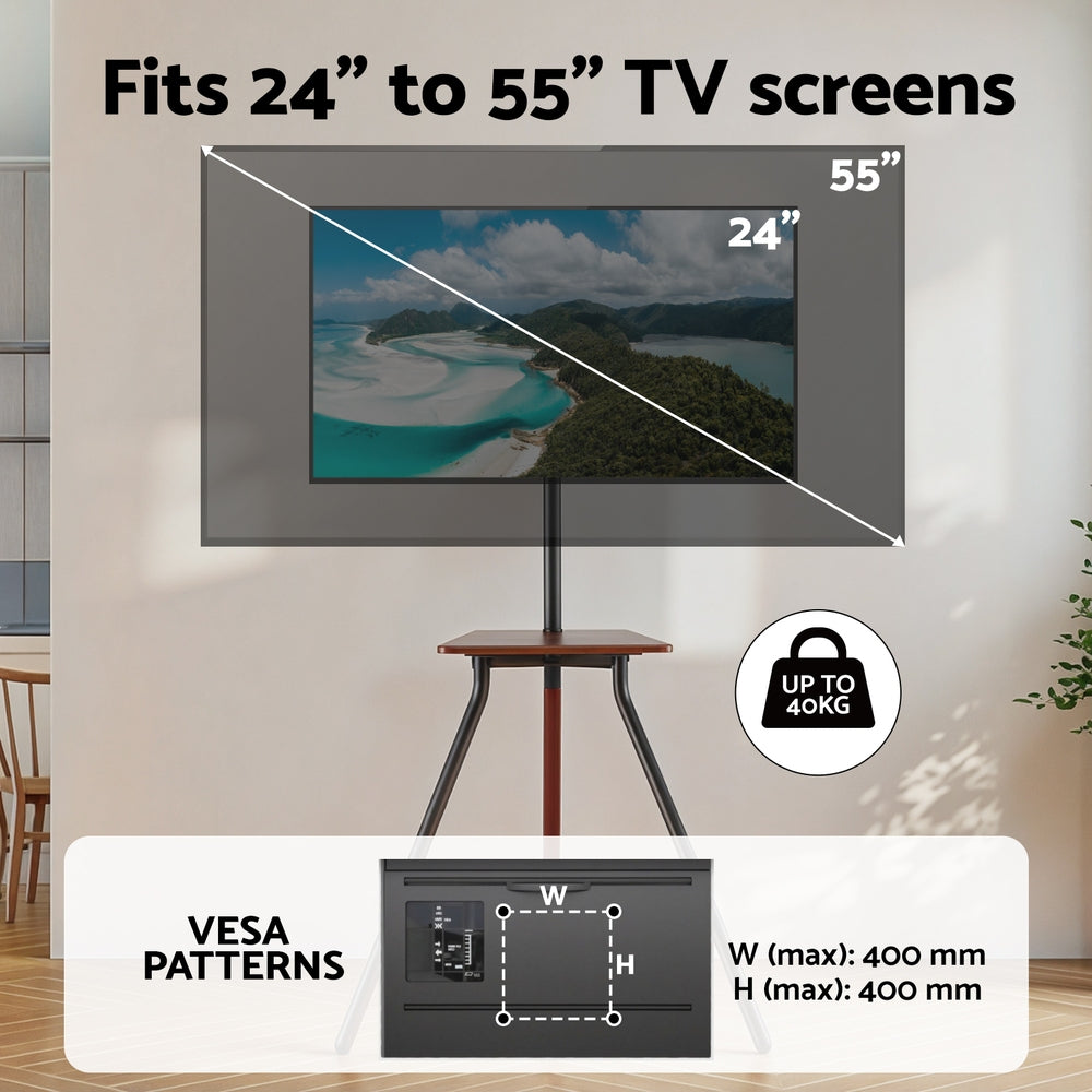 TV Stand Wooden Tray 24-55" Swivel Height Adjustable