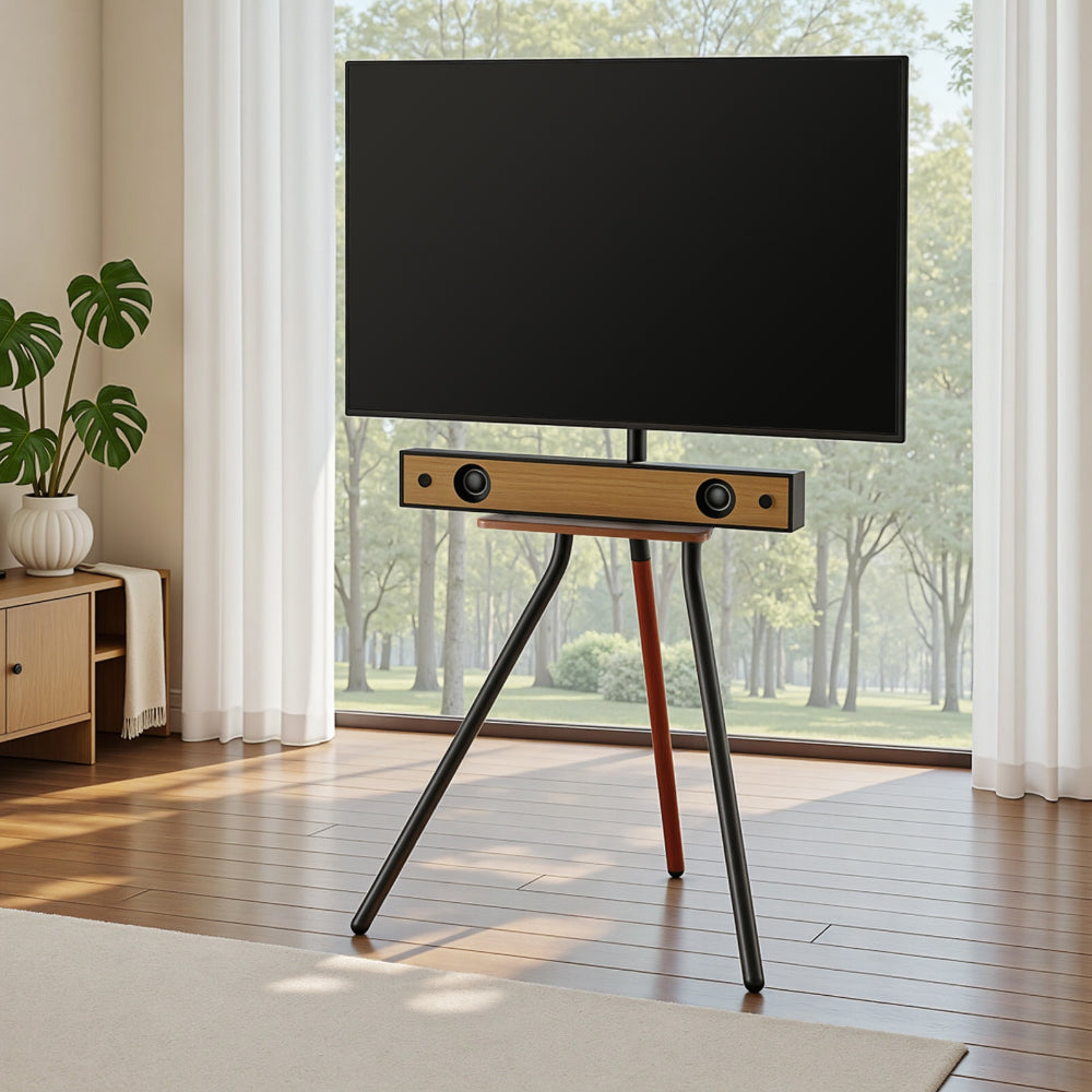 TV Stand Wooden Tray 24-55" Swivel Height Adjustable