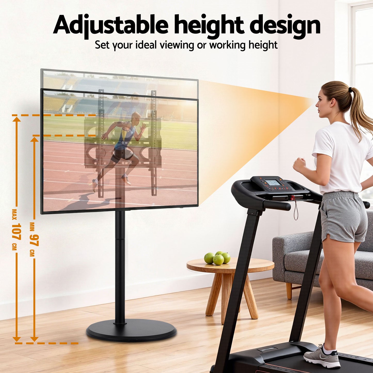 32-55 Inch Mobile TV Stand with Wheels Height & Tilt Adjustable Floor Mount