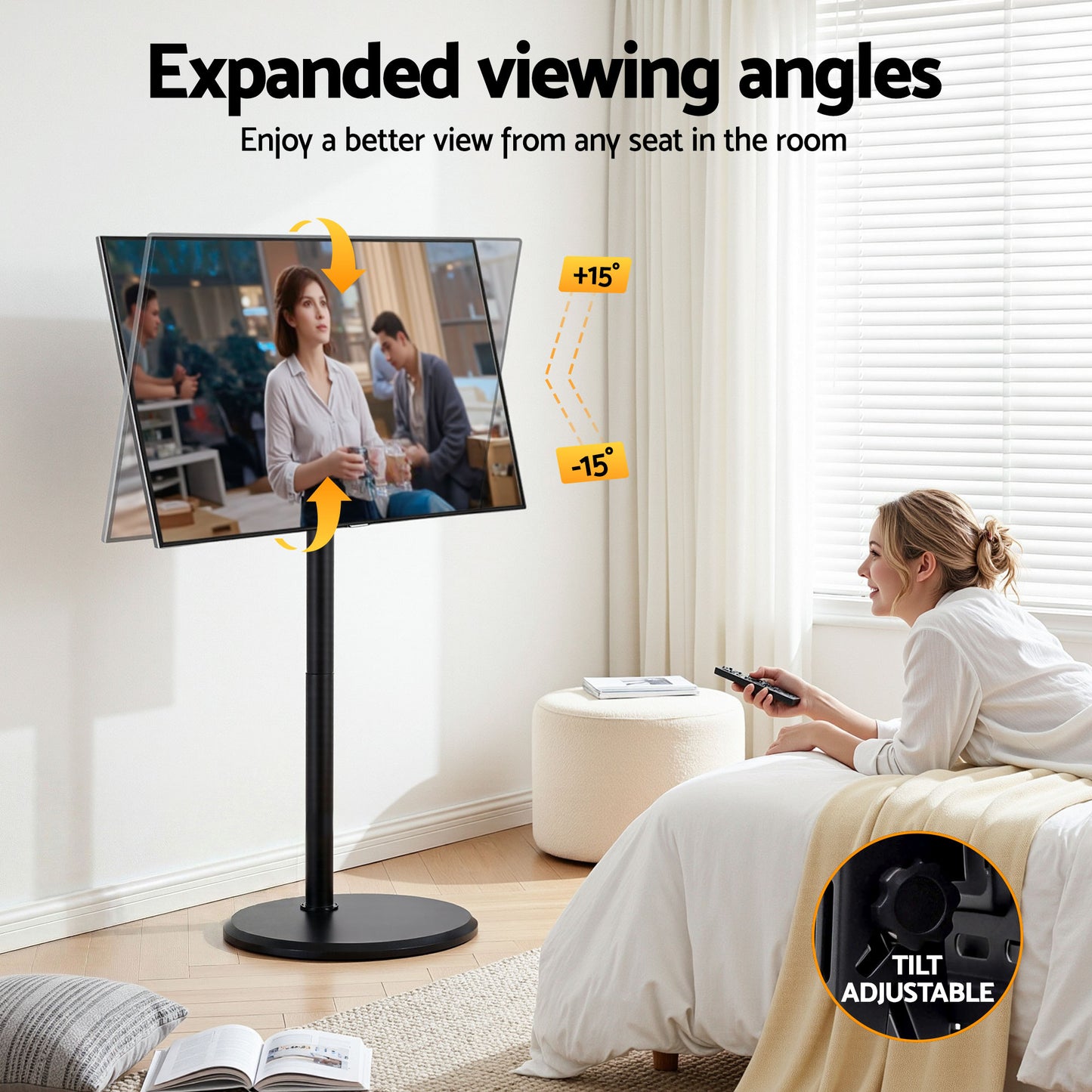 32-55 Inch Mobile TV Stand with Wheels Height & Tilt Adjustable Floor Mount
