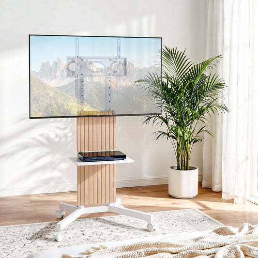 Mobile TV Floor Stand for 32-65" Mount Bracket Universal Adjustable Height with Wheels