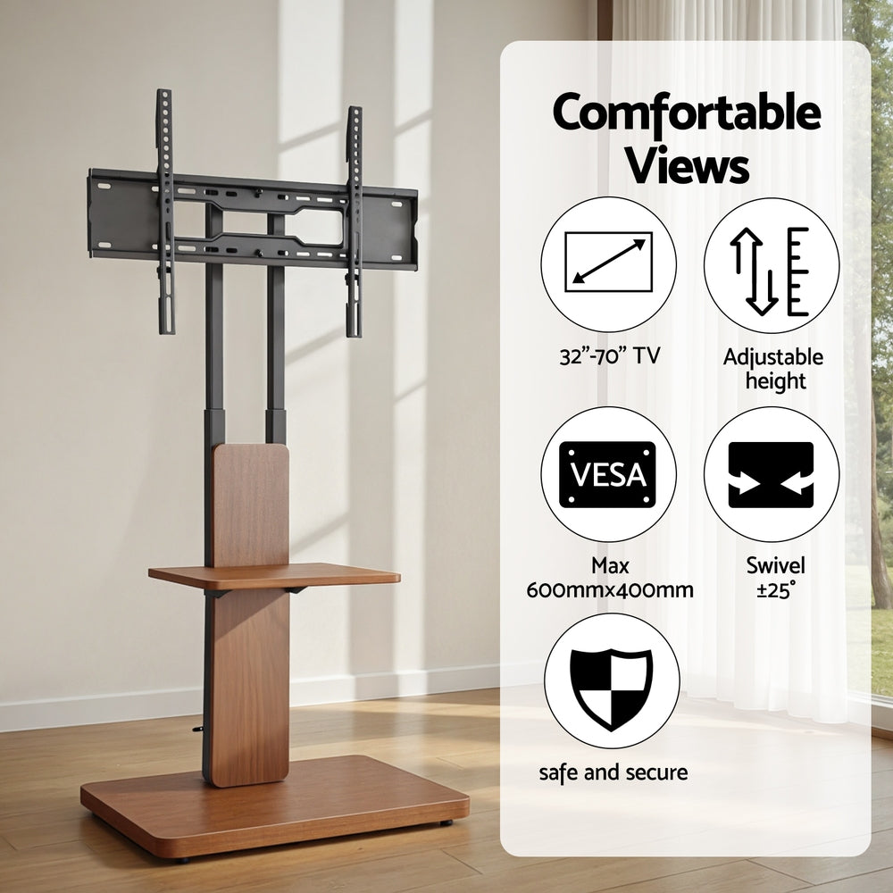 TV Stand 32-70" Wooden Tray Swivel Height Adjustable