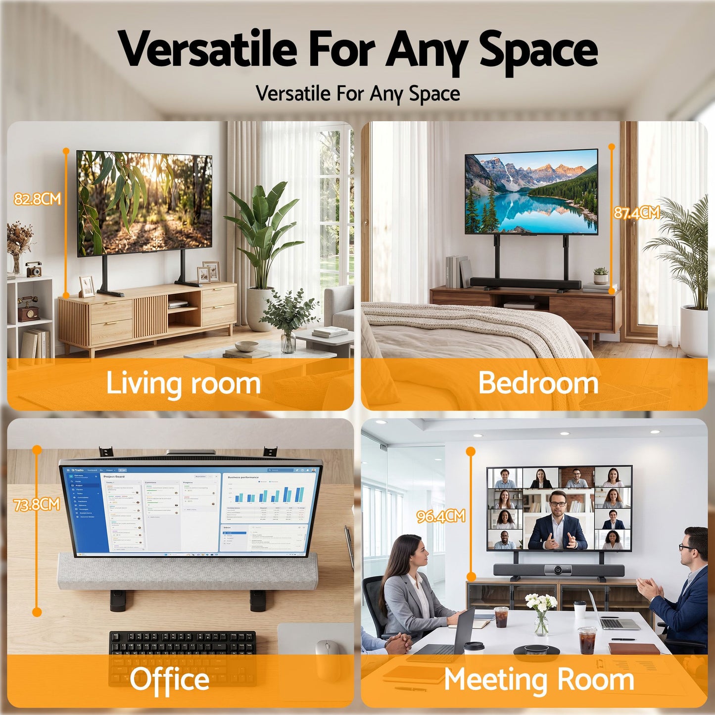 Universal TV Stand for 24-86 inch TVs LED Screen Table Top Desktop Mount