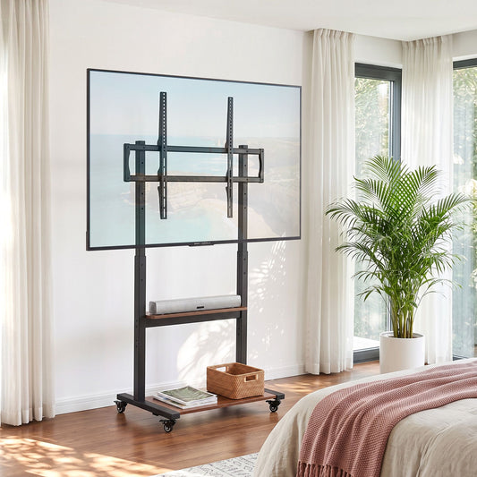Mobile TV Stand for 40-100 Inch TVs Cart with Wheels Adjustable Shelves