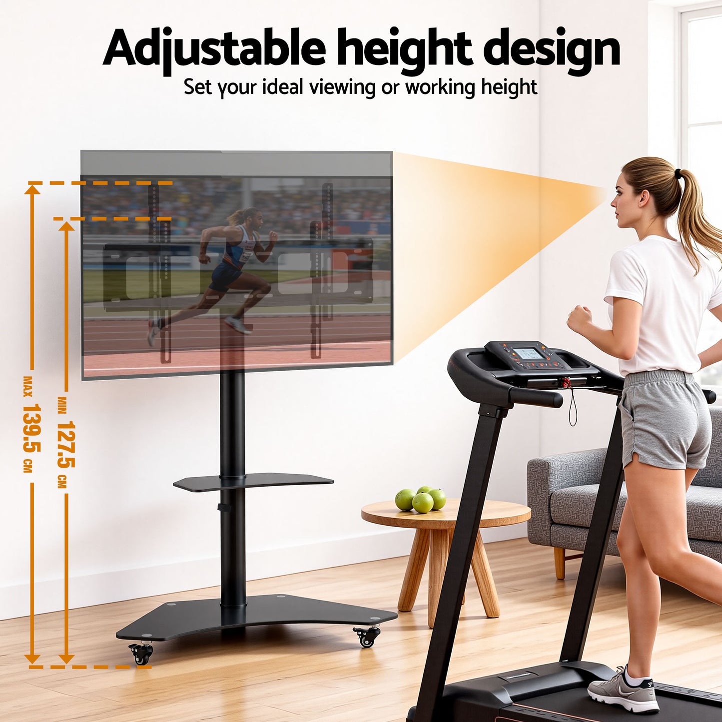40-100" TV Stand Mount Bracket Universal Adjustable Height with Wheels