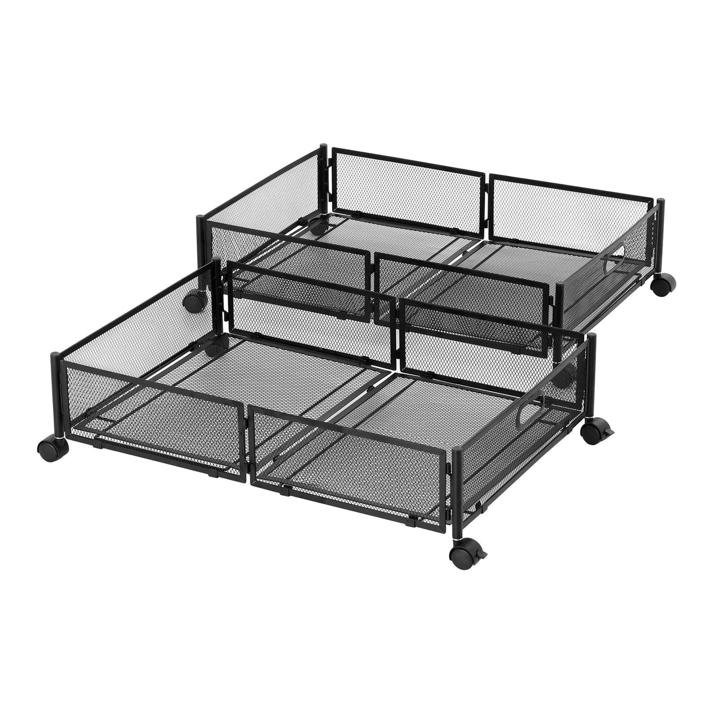 Set of 2 Under Bed Storage Containers Metal Boxes Quilt Organiser with Wheels