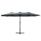 4.57m Kihei Outdoor Umbrella Twin Beach Garden Sun Patio with Base - Charcoal