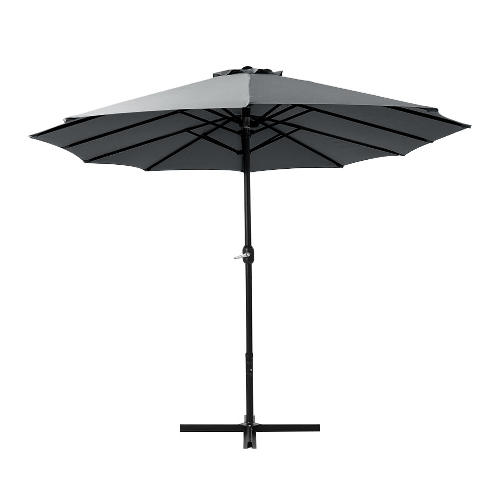 4.57m Kihei Outdoor Umbrella Twin Beach Garden Sun Patio with Base - Charcoal