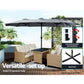 4.57m Kihei Outdoor Umbrella Twin Beach Garden Sun Patio with Base - Charcoal