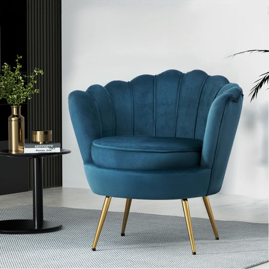 Mirabell Accent Velvet Shell Back Seat Lounge Armchair - Navy