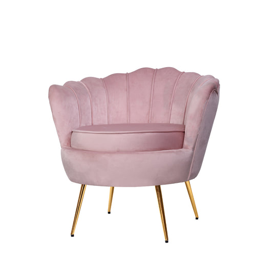 Mirabell Accent Velvet Shell Back Seat Lounge Armchair - Pink
