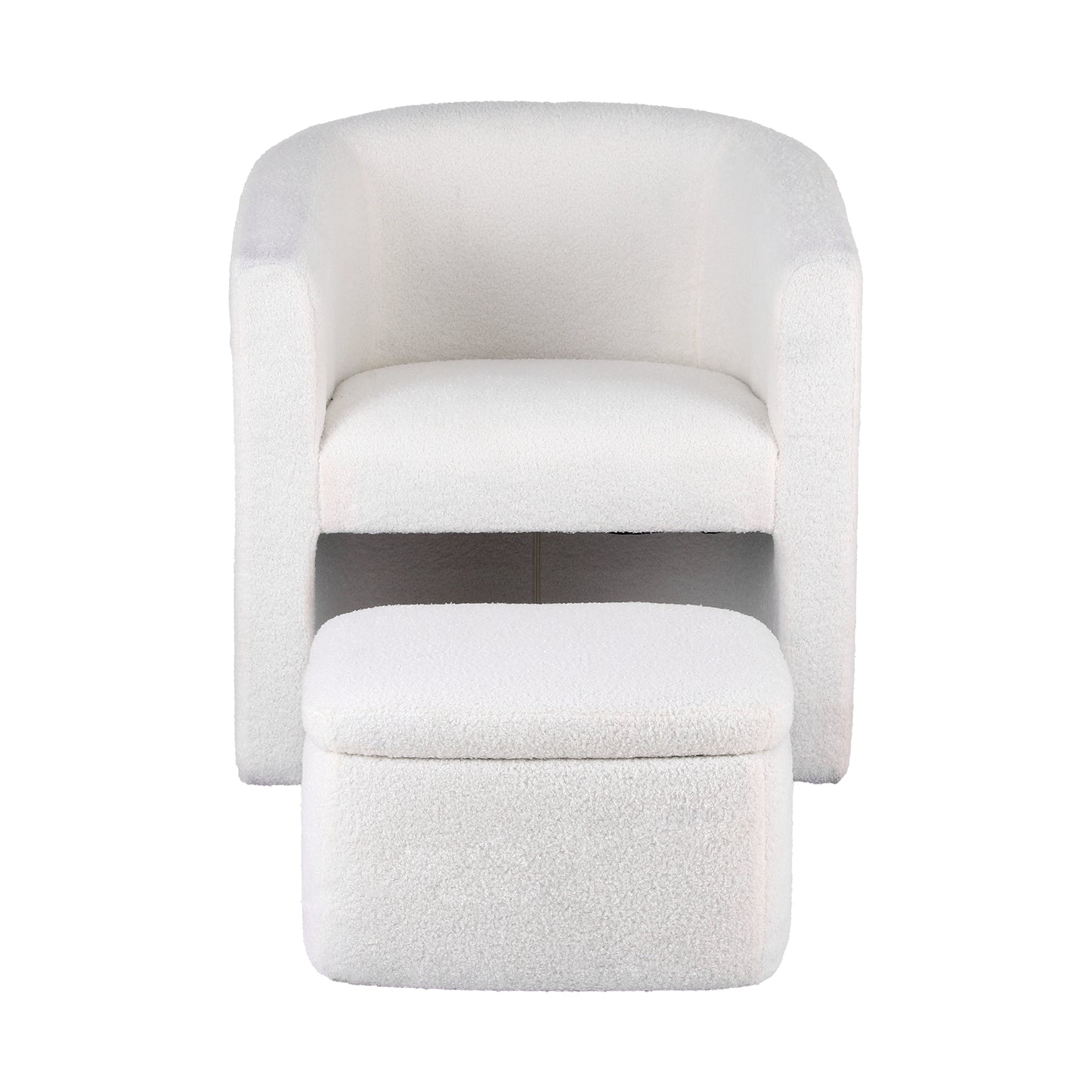 Matisse Armchair Accent Chair with Ottoman Lounge Footrest Storage Boucle - White
