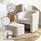 Matisse Armchair Accent Chair with Ottoman Lounge Footrest Storage Boucle - White