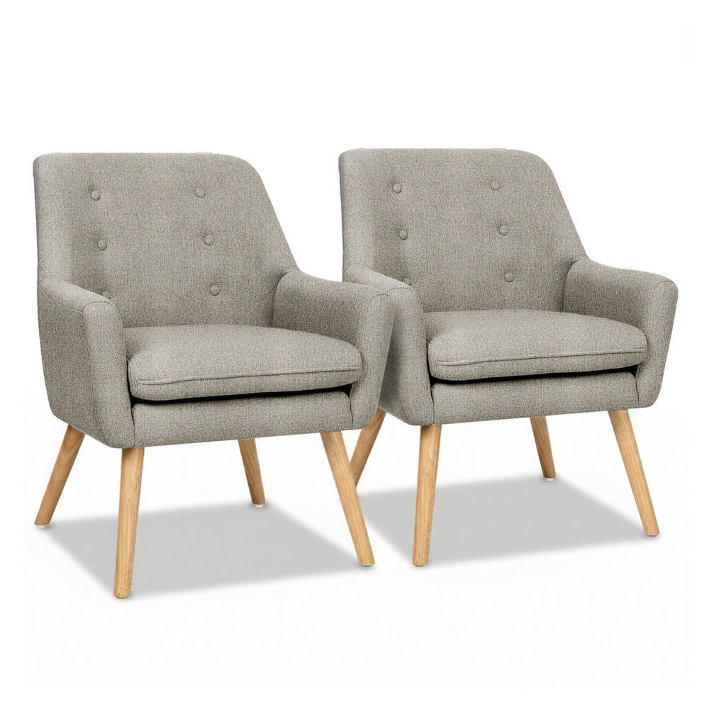Set of 2 Audene Armchair Lounge Chair Accent Tub Chair - Beige