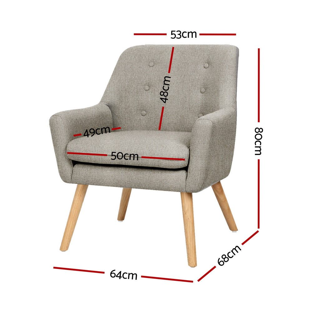 Set of 2 Audene Armchair Lounge Chair Accent Tub Chair - Beige