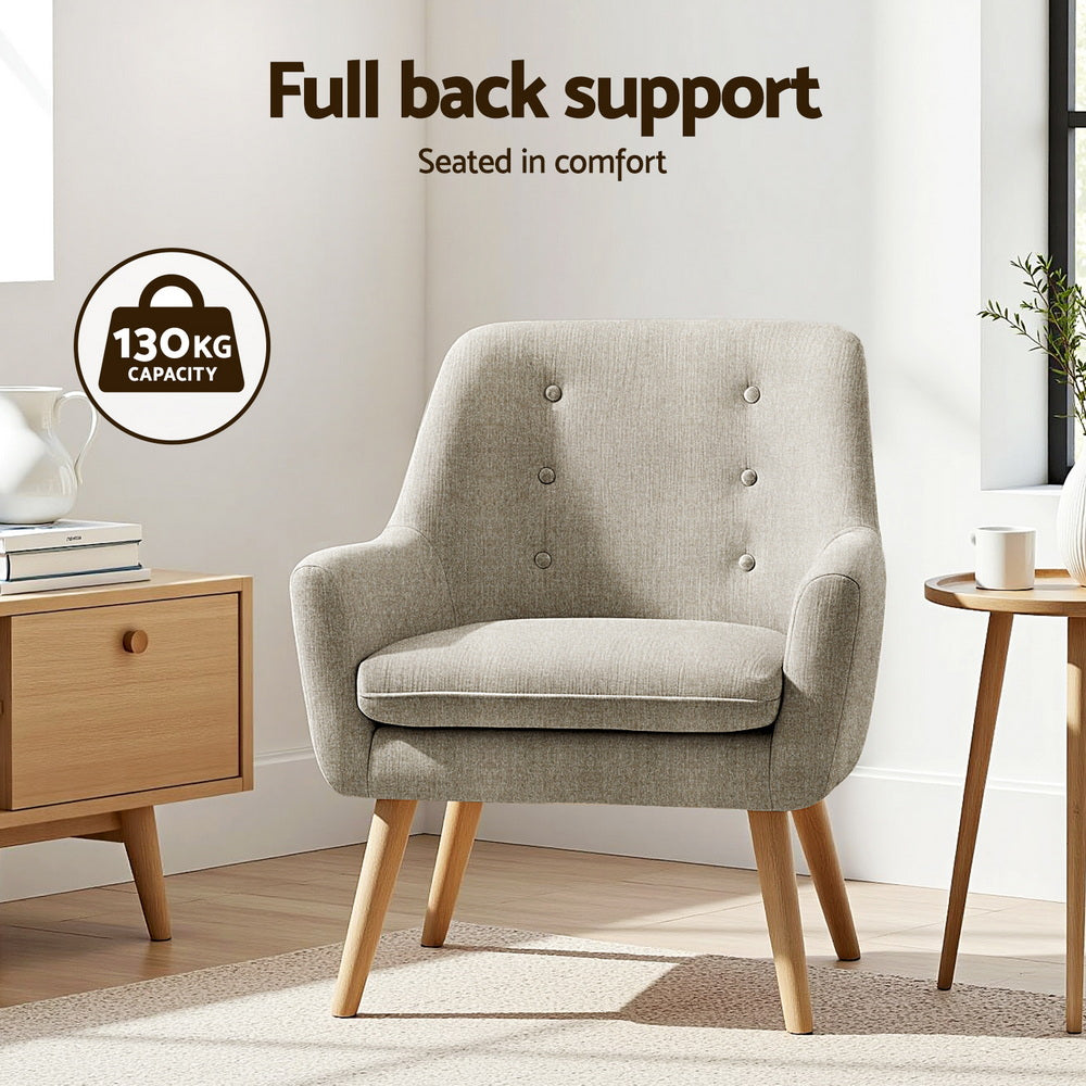 Set of 2 Audene Armchair Lounge Chair Accent Tub Chair - Beige