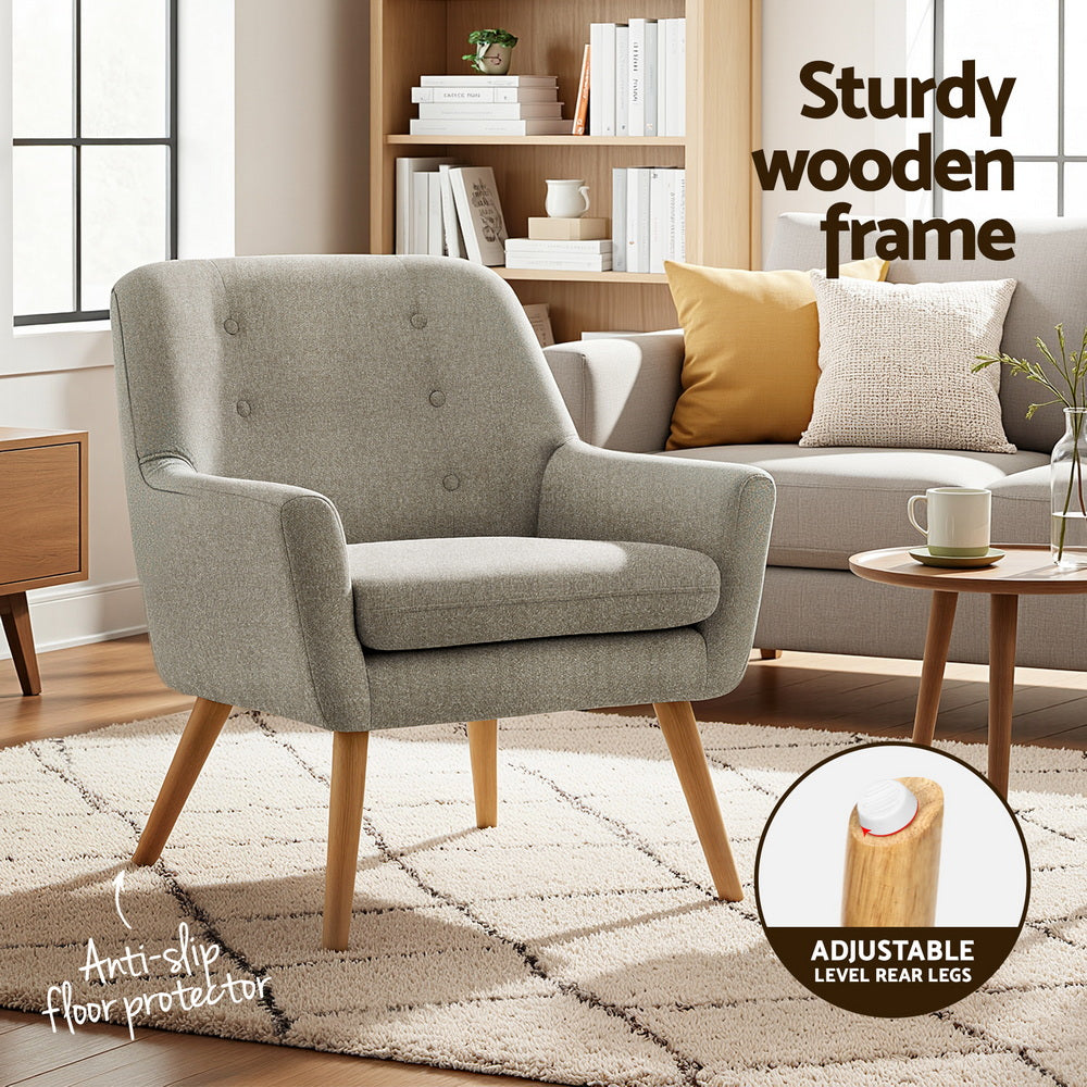 Set of 2 Audene Armchair Lounge Chair Accent Tub Chair - Beige
