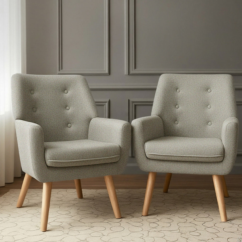 Set of 2 Audene Armchair Lounge Chair Accent Tub Chair - Beige
