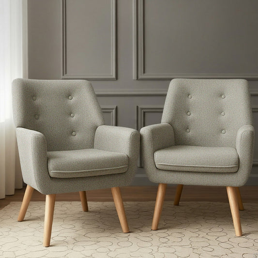 Set of 2 Audene Armchair Lounge Chair Accent Tub Chair - Beige