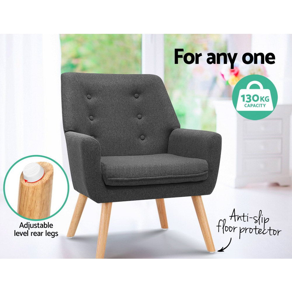 Audene Armchair Linen Fabric - Charcoal
