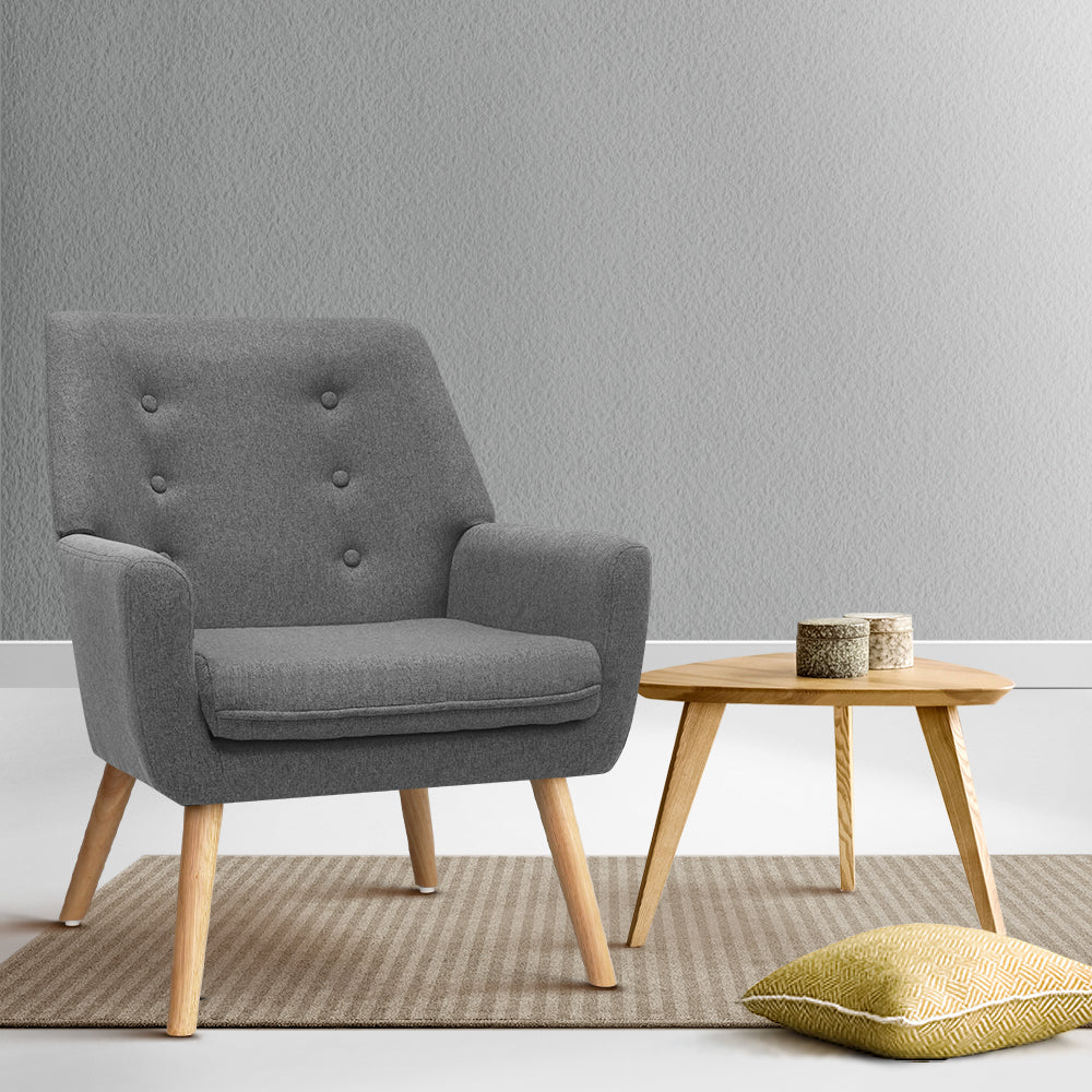 Audene Armchair Linen Fabric - Grey