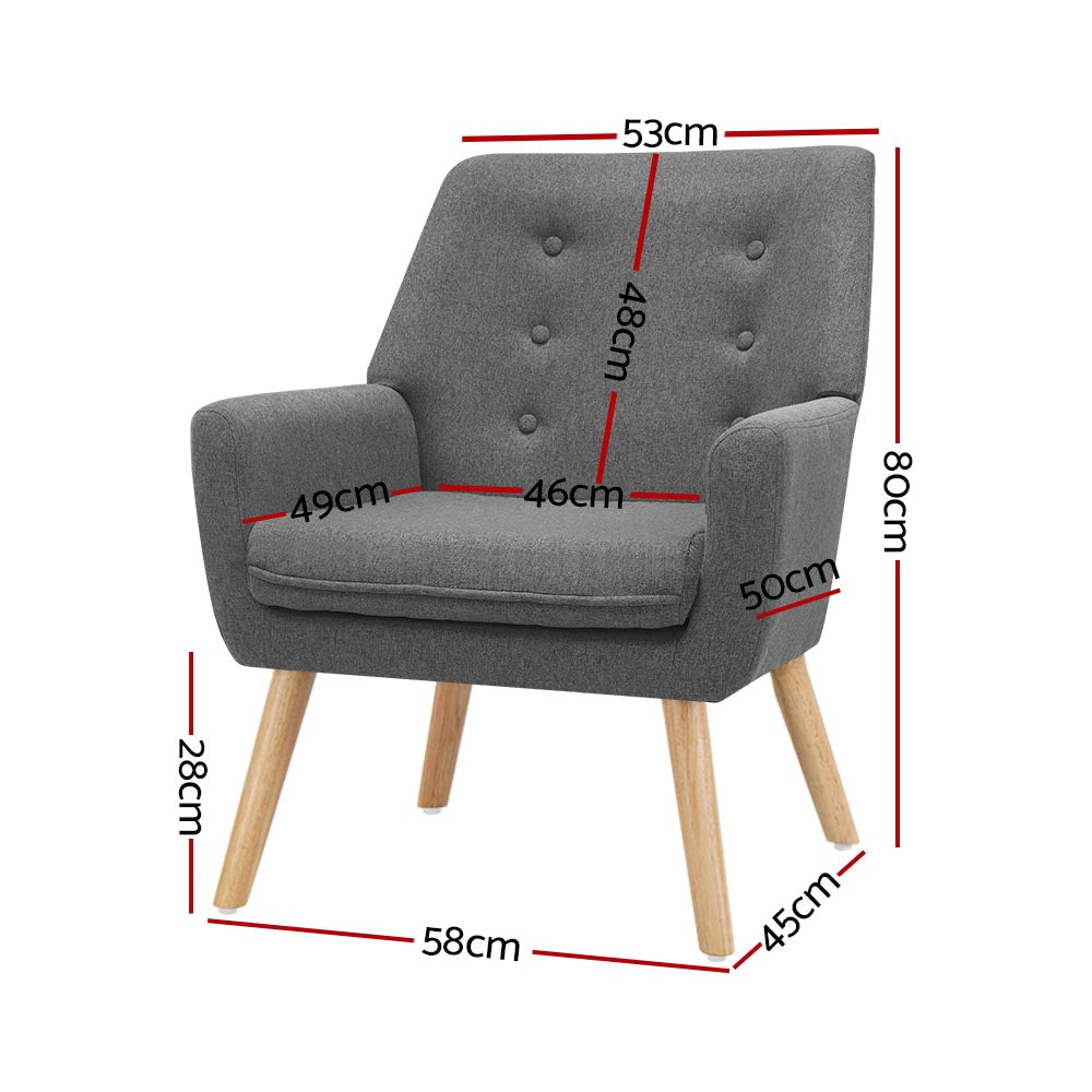 Audene Armchair Linen Fabric - Grey