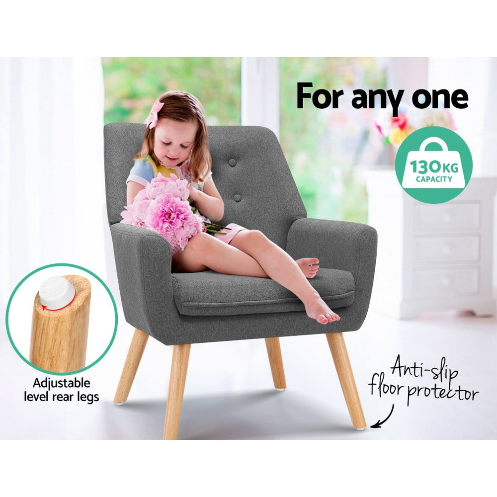 Audene Armchair Linen Fabric - Grey