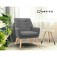 Audene Armchair Linen Fabric - Grey