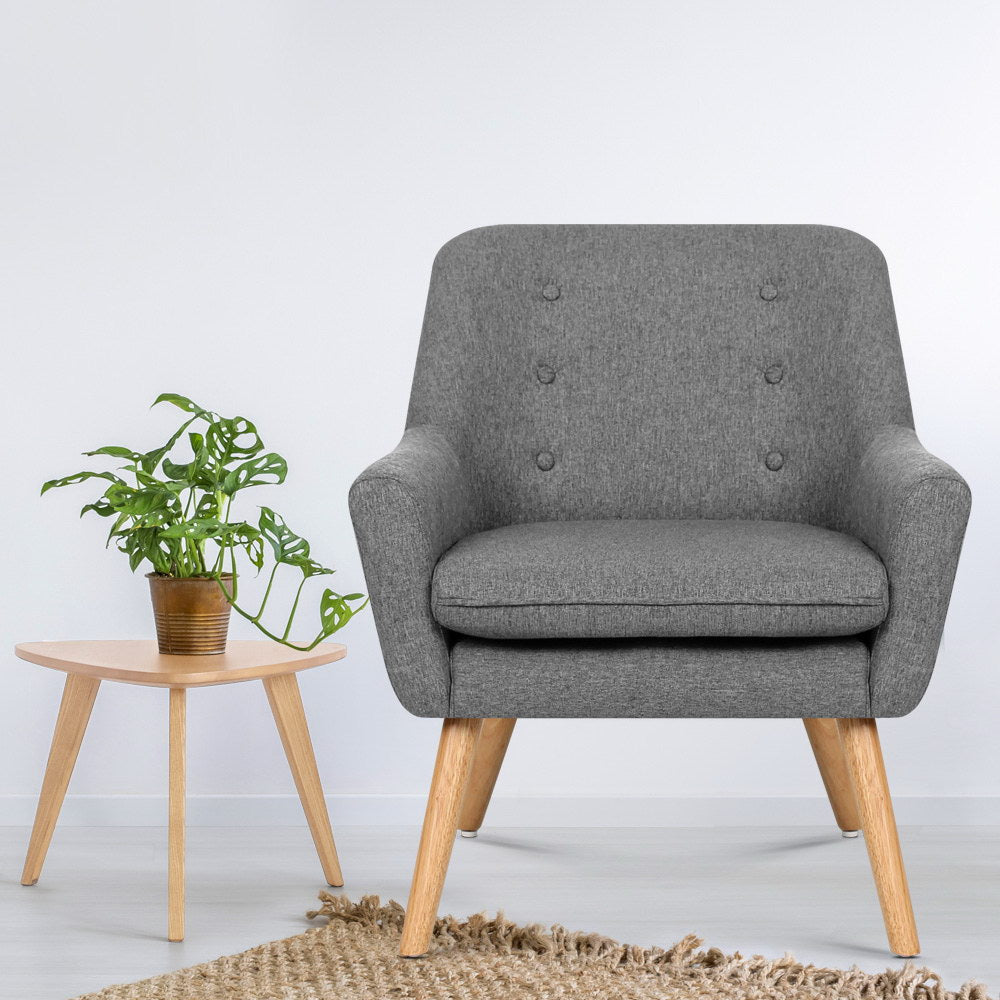 Audene Armchair Linen Fabric - Grey