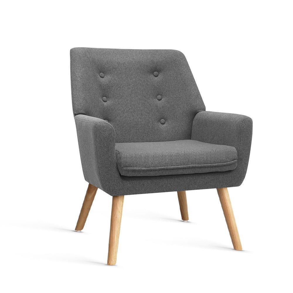 Audene Armchair Linen Fabric - Grey
