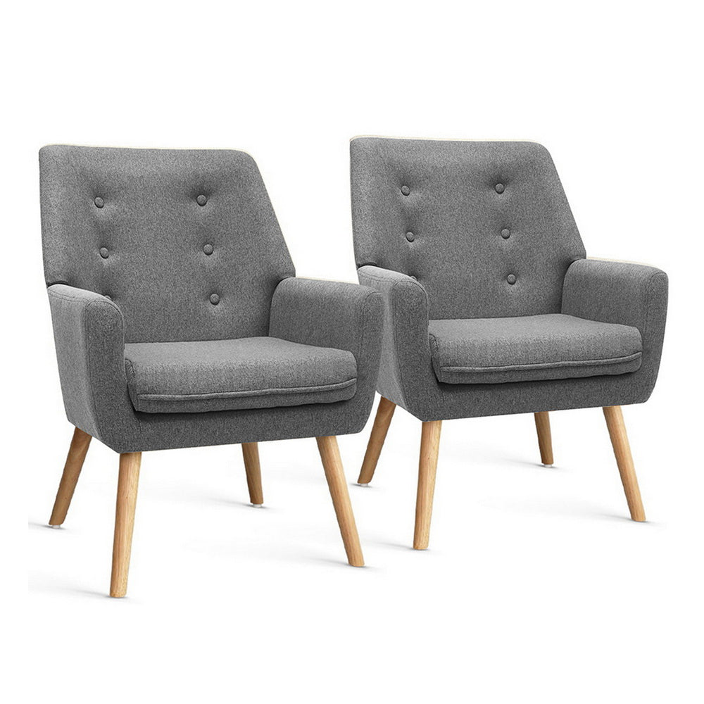 Set of 2 Audene Armchair Lounge Chair Accent Tub Chair - Grey