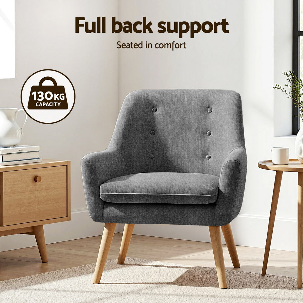Set of 2 Audene Armchair Lounge Chair Accent Tub Chair - Grey