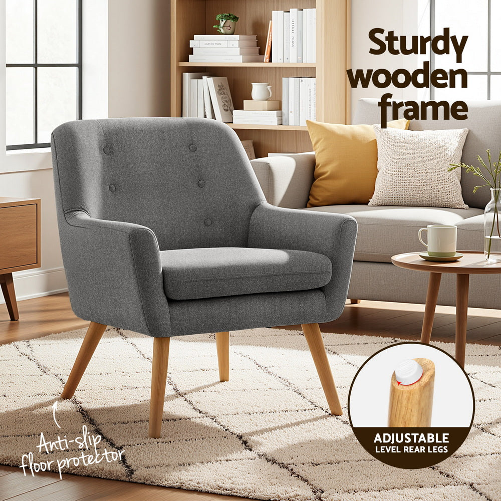 Set of 2 Audene Armchair Lounge Chair Accent Tub Chair - Grey