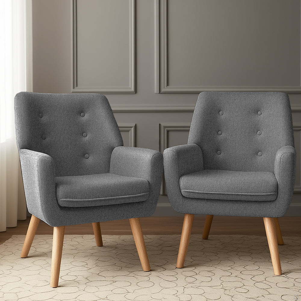 Set of 2 Audene Armchair Lounge Chair Accent Tub Chair - Grey
