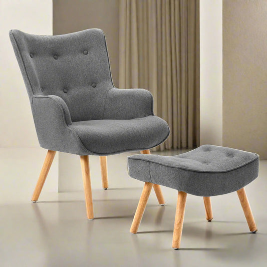 Armchair and Ottoman - Grey