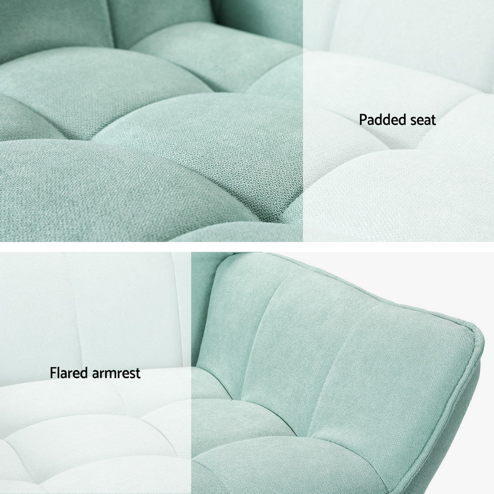 Armchair Lounge Chair Accent Chairs Linen Fabric Cushion Seat - Blue