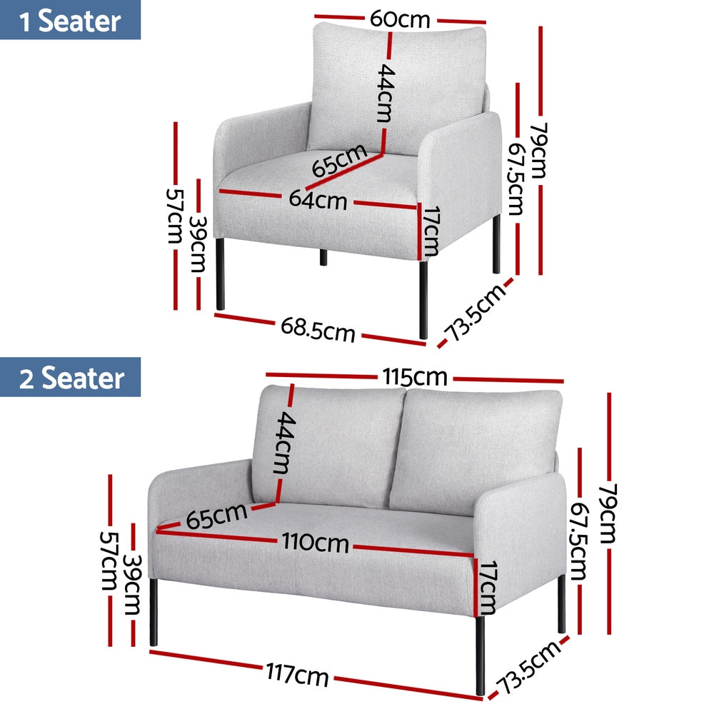 Moxie Armchair 4 Seater Sofa Set Pillow - Grey