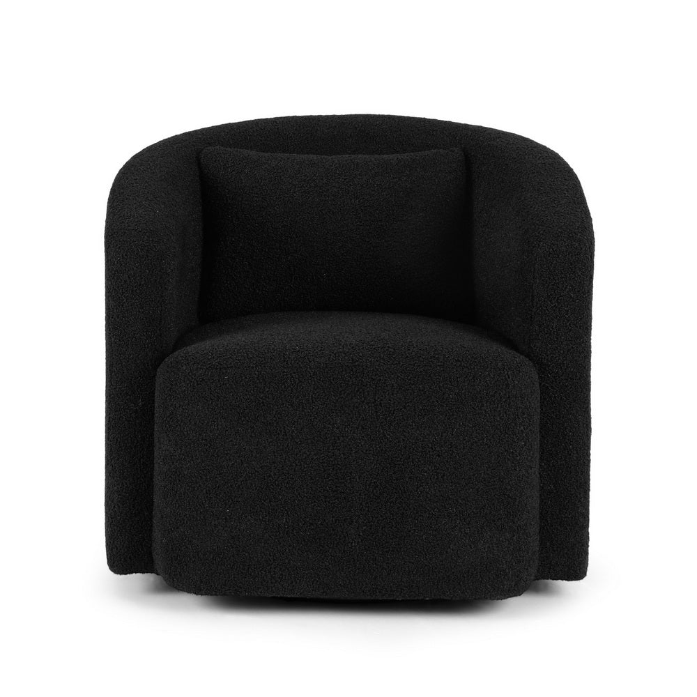 Marilla Round Swivel Armchair Sherpa Fleece - Black