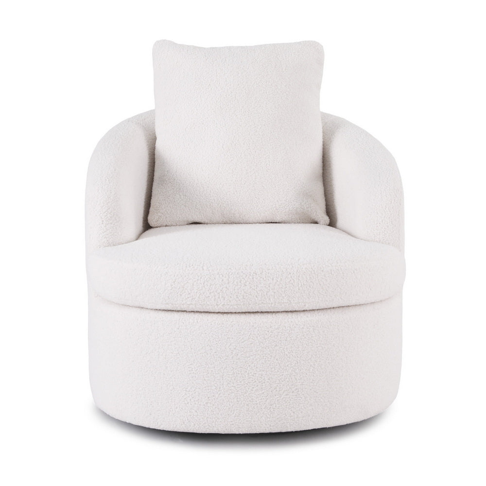 Marquita Round Swivel Armchair Extra Pillow - White