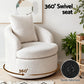 Marquita Round Swivel Armchair Extra Pillow - White