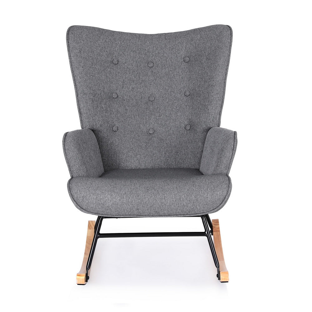 Mieka Rocking Armchair Nursing Chair Linen Fabric - Grey