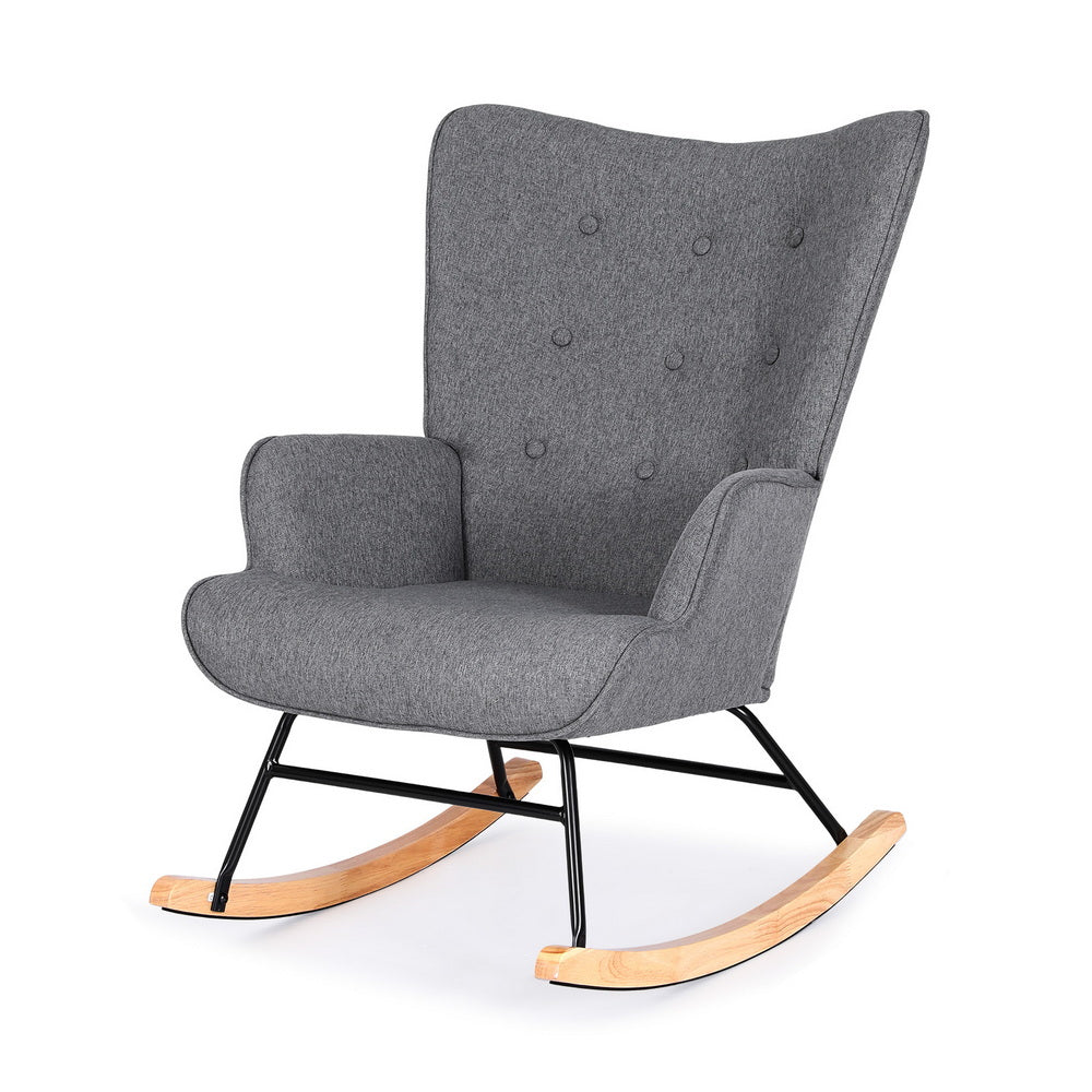 Mieka Rocking Armchair Nursing Chair Linen Fabric - Grey