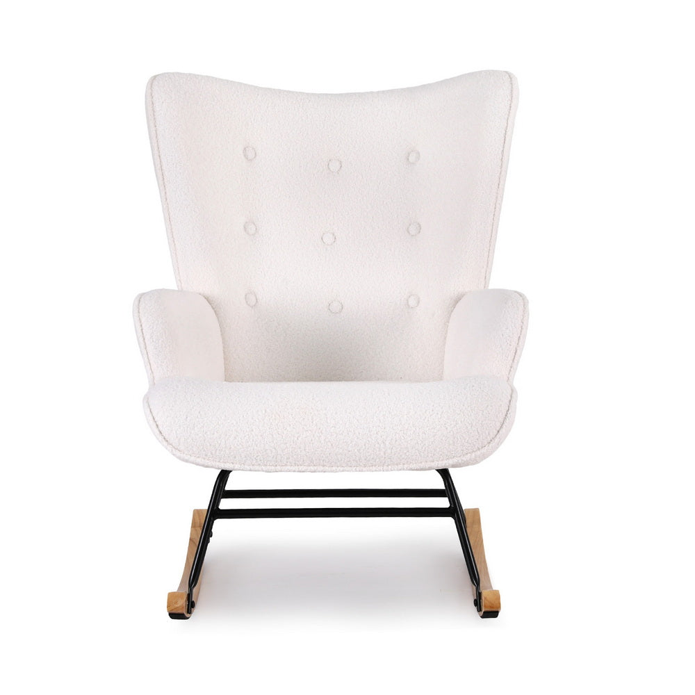 Mieka Rocking Armchair Nursing Chair Boucle Fabric - White