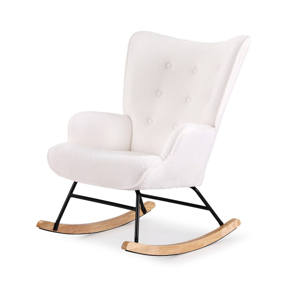 Mieka Rocking Armchair Nursing Chair Boucle Fabric - White