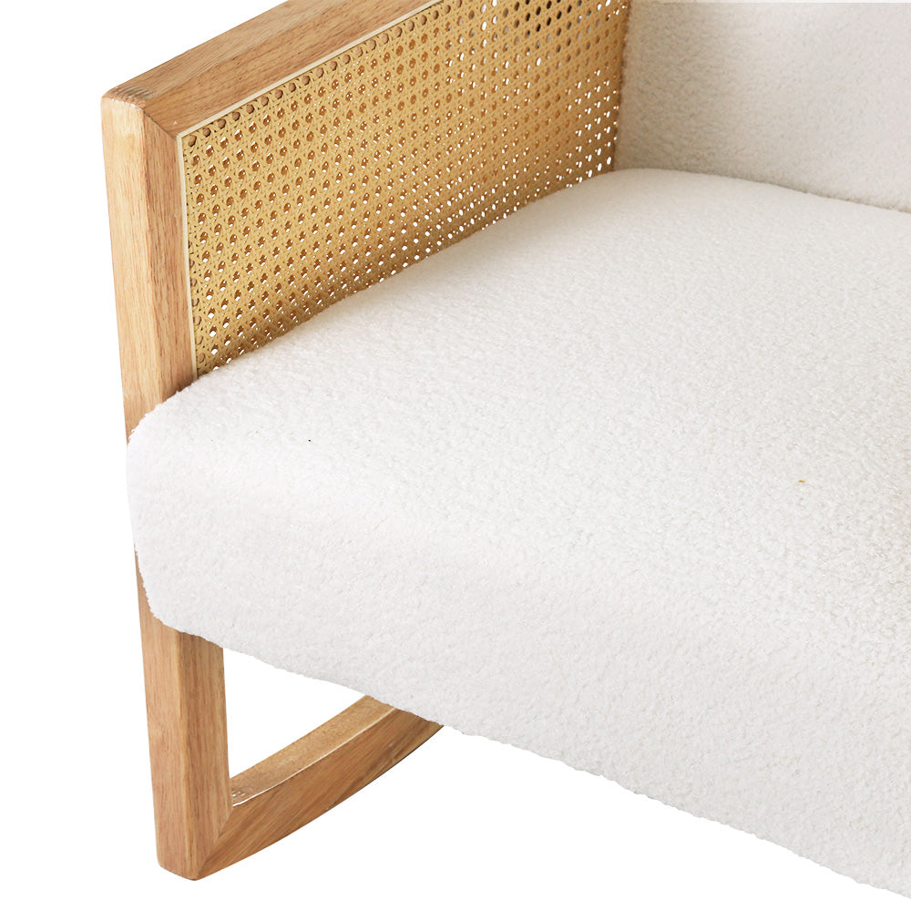 Maureen Armchair Accent Chair Curved Bouclé - White