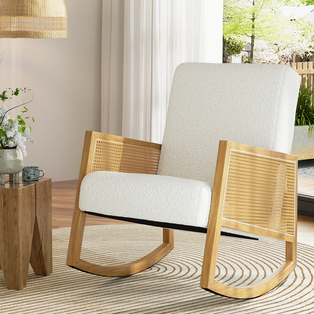 Maureen Armchair Accent Chair Curved Bouclé - White
